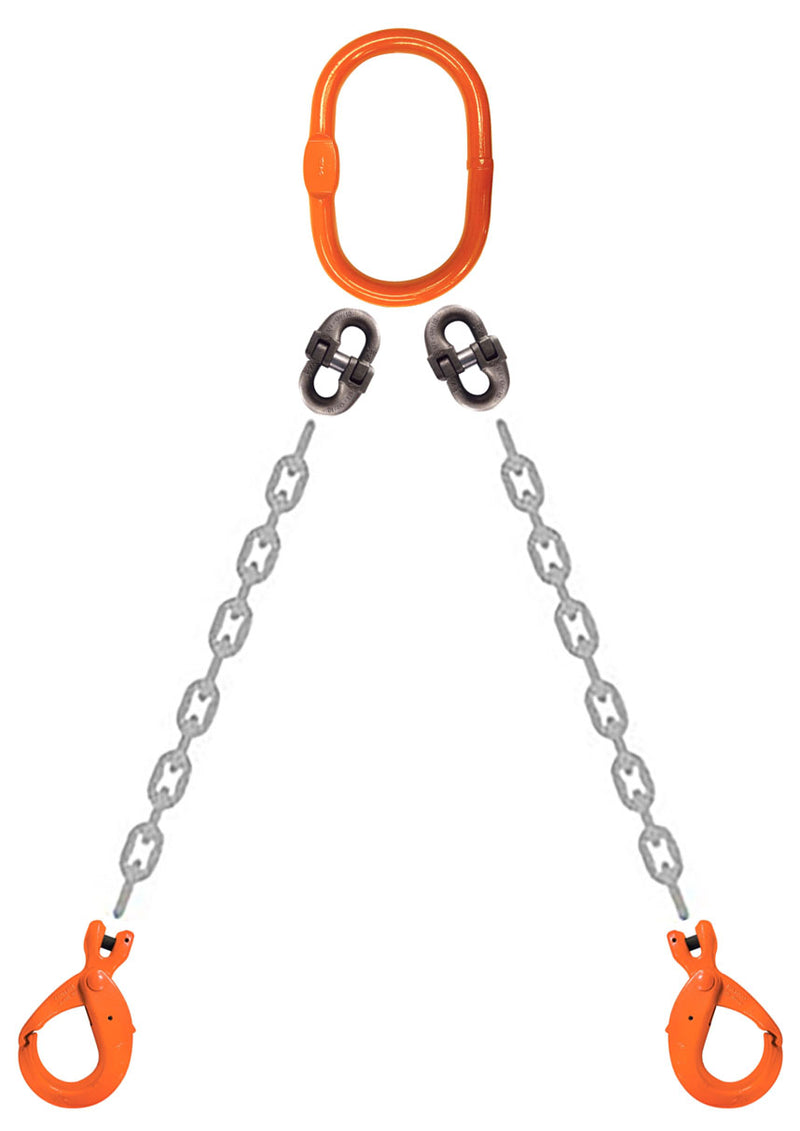 CM Grade 100 DOL 2 Leg Chain Sling - Clevlok Latchlok Hook