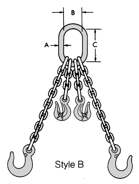 CM Grade 100 DOL 2 Leg Adjustable Type B Chain Sling - Clevlok Latchlok Hook